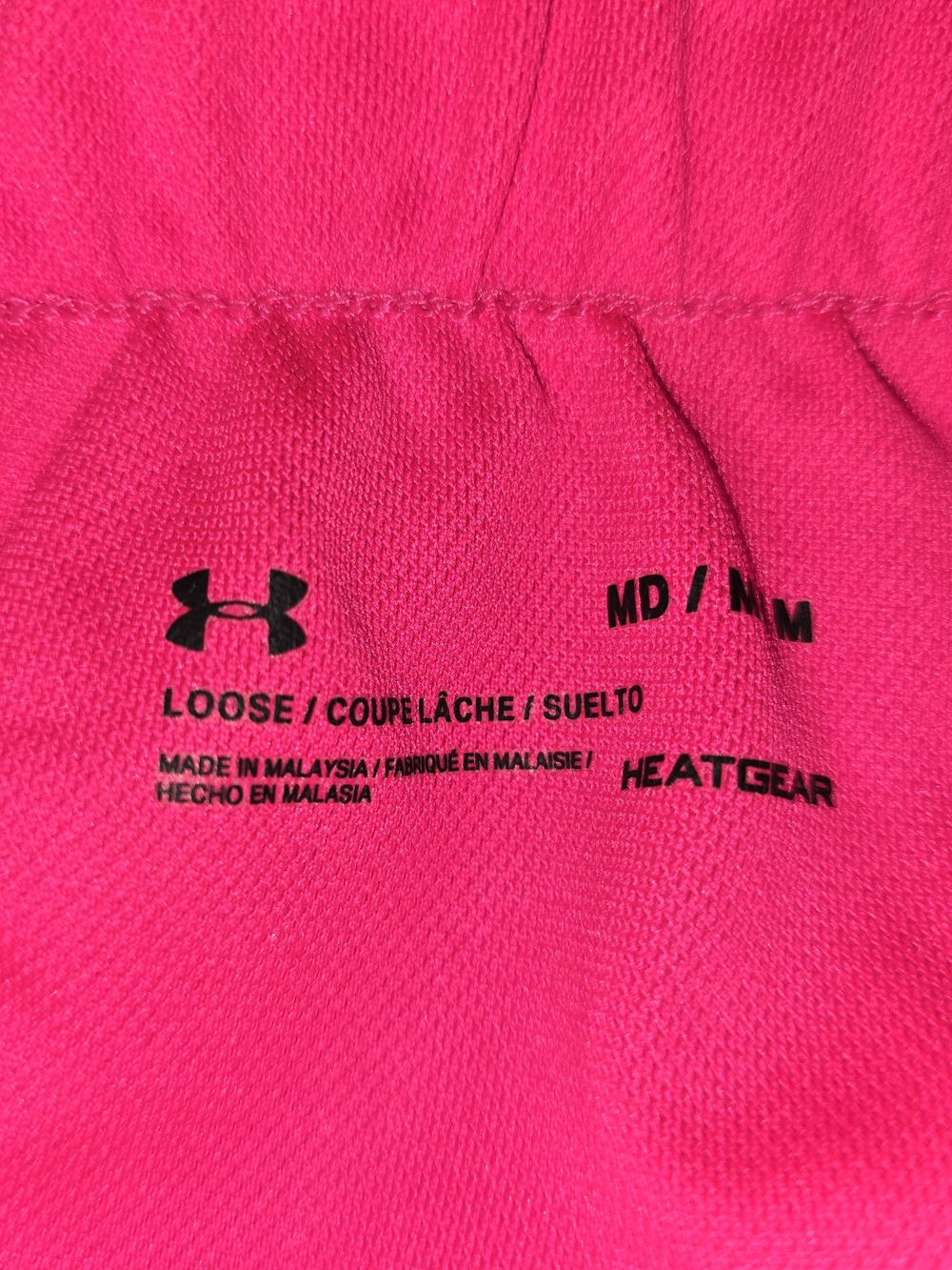 Under Armour Hot Pink Women's Athletic Shorts with White Trim - Picture 3 of 3